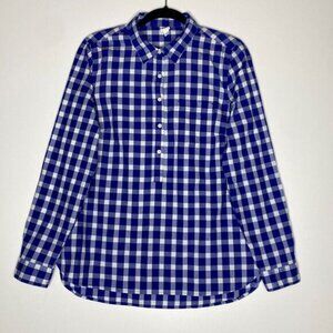 Gap Boyfriend Popover Gingham Plaid Long Sleeve Shirt Women's Size Medium